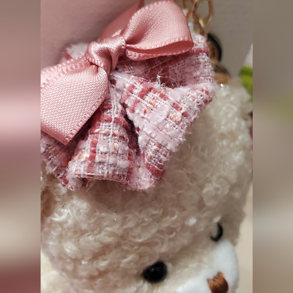 Natasha Couture Pink and Cream Teddy Bear Purse Charm - Picture 4 of 6